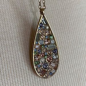 EUC 32” Gold and Pastel Crystal LOFT Necklace